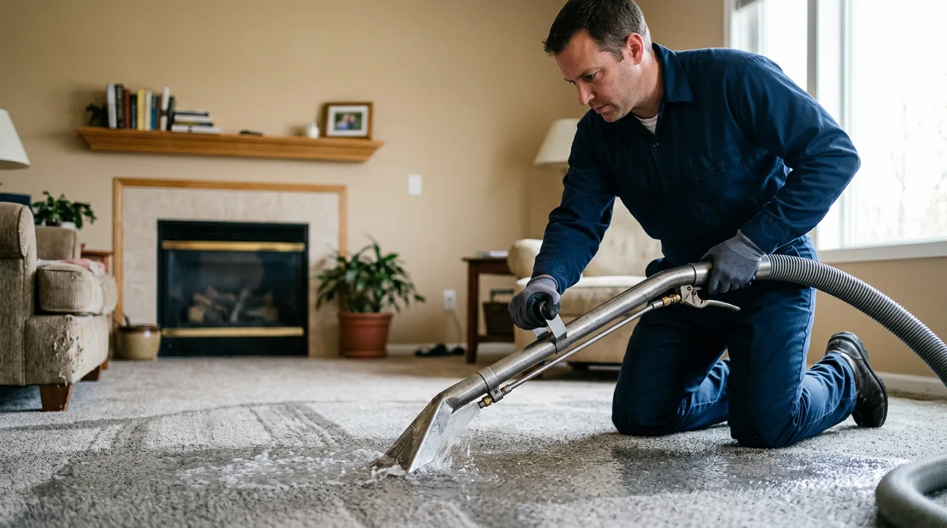 Water damage restoration technician working near Montalba, TX